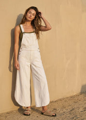 Coastal Tulip Washed Denim Relaxed Fit Overalls - Westly