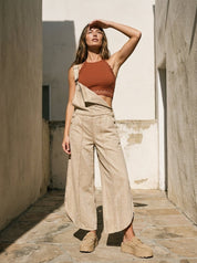 Coastal Tulip Washed Denim Relaxed Fit Overalls - Westly