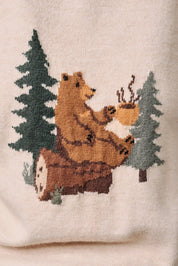 Coffee Break Bear Motif Sweater - Westly