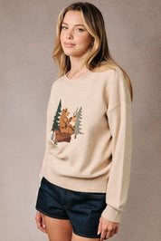 Coffee Break Bear Motif Sweater - Westly
