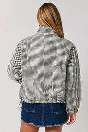 Cold Front Gingham Puffer Jacket in Black White Gingham — product photo 04