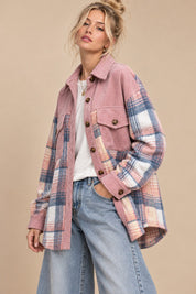 Colette Corduroy Trim Plaid Shacket - Westly