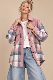 Colette Corduroy Trim Plaid Shacket - Westly