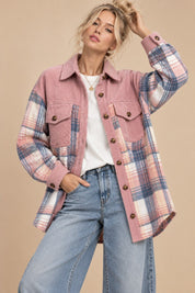 Colette Corduroy Trim Plaid Shacket - Westly