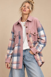 Colette Corduroy Trim Plaid Shacket - Westly