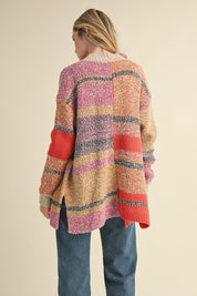 Color Composition Oversized Cardigan in Fuchsia Mustard Multi - product photo 8
