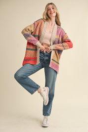 Color Composition Oversized Cardigan in Fuchsia Mustard Multi - product photo 9