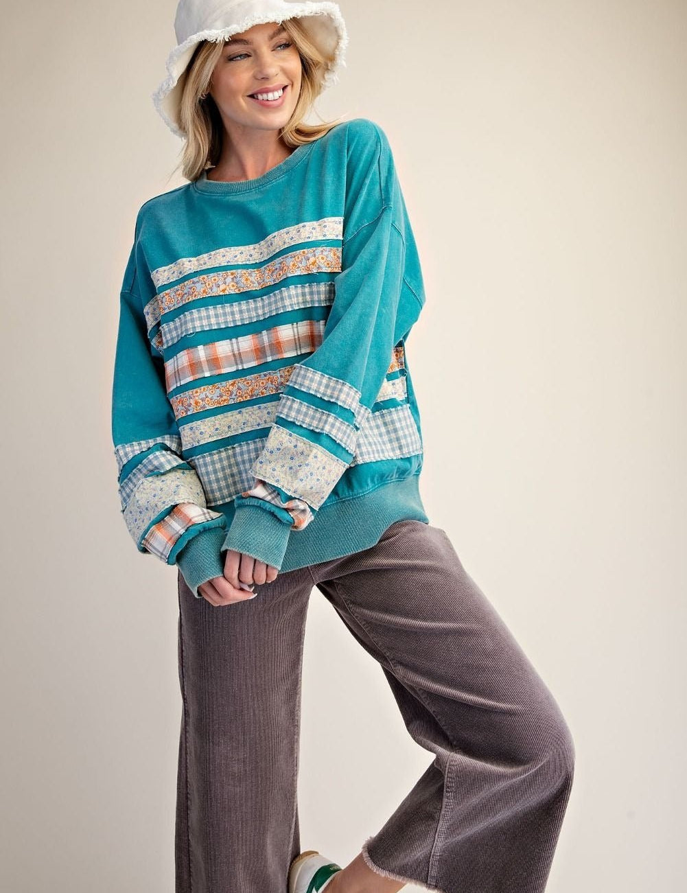 Common Thread Mixed Patch Washed Terry Pullover - Westly