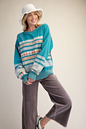 Common Thread Mixed Patch Washed Terry Pullover - Westly