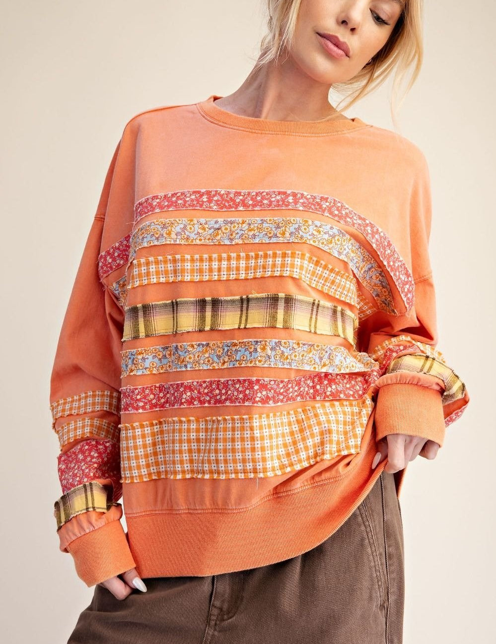 Common Thread Mixed Patch Washed Terry Pullover - Westly