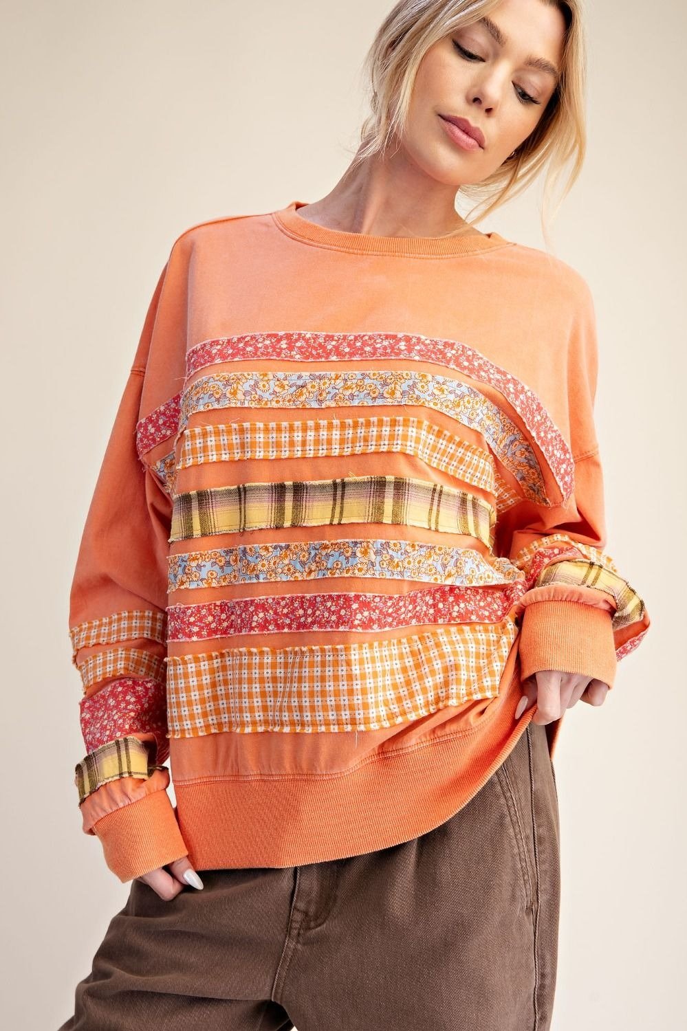 Common Thread Mixed Patch Washed Terry Pullover - Westly