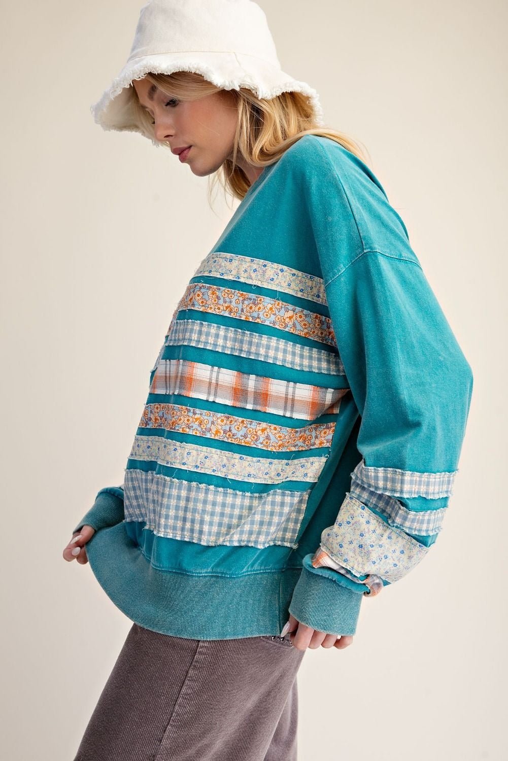 Common Thread Mixed Patch Washed Terry Pullover - Westly