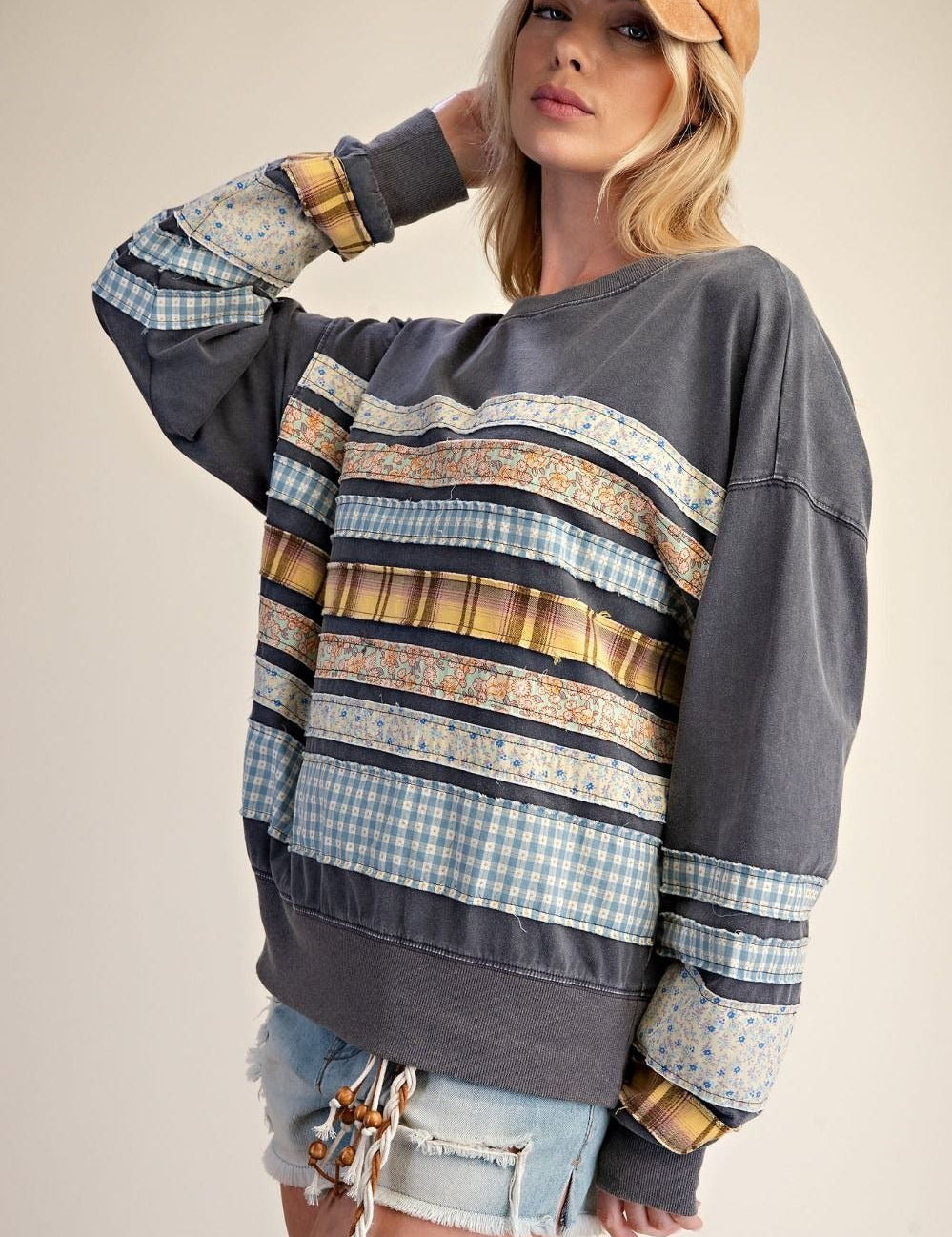 Common Thread Mixed Patch Washed Terry Pullover - Westly