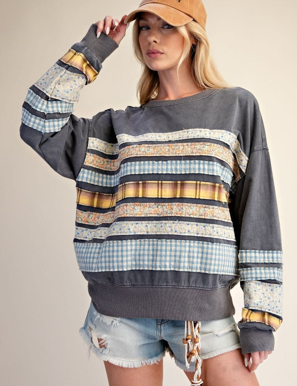 Common Thread Mixed Patch Washed Terry Pullover - Westly