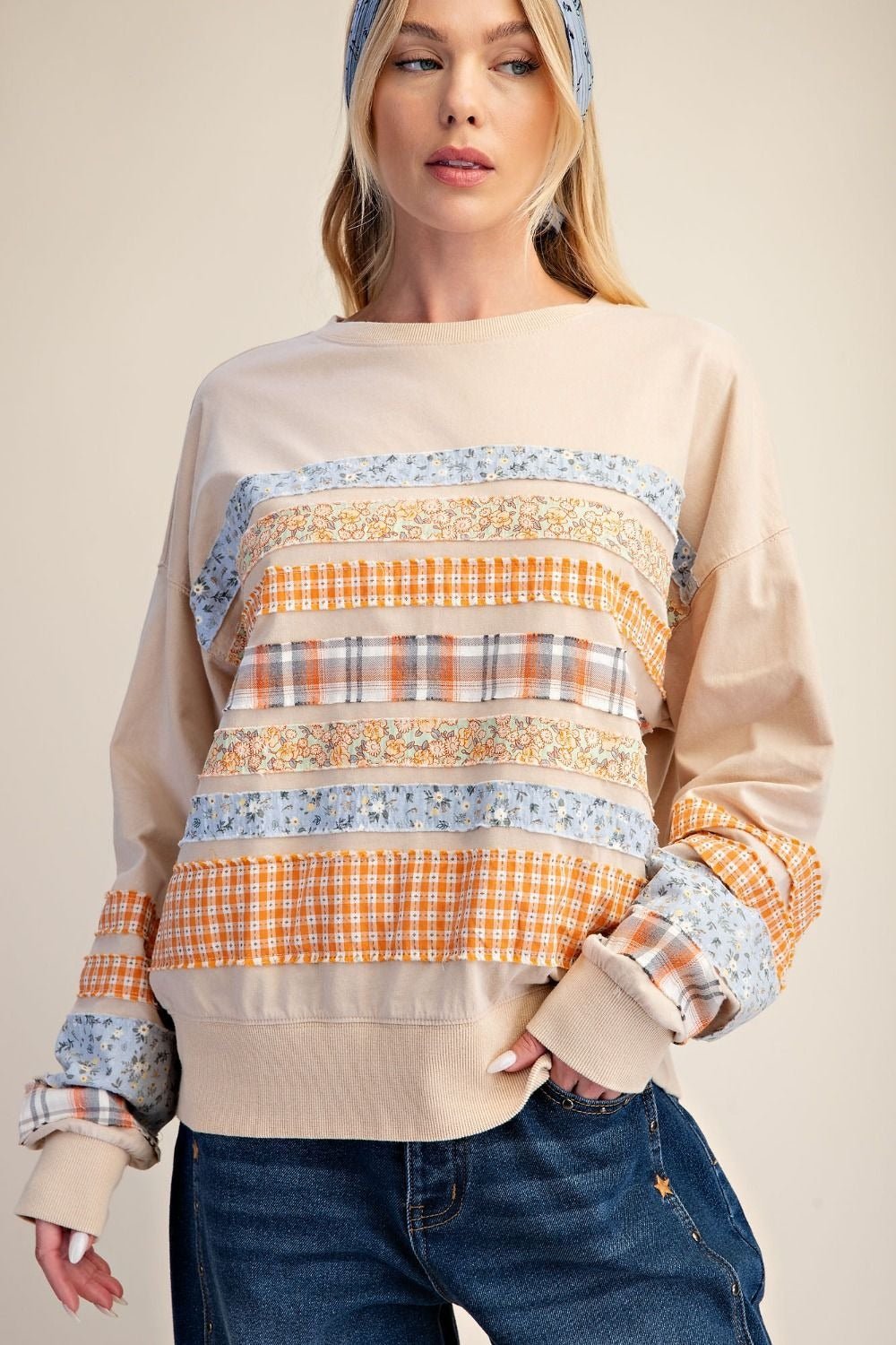 Common Thread Mixed Patch Washed Terry Pullover - Westly