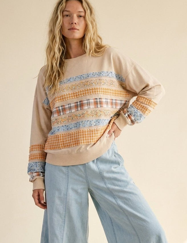 Common Thread Mixed Patch Washed Terry Pullover - Westly
