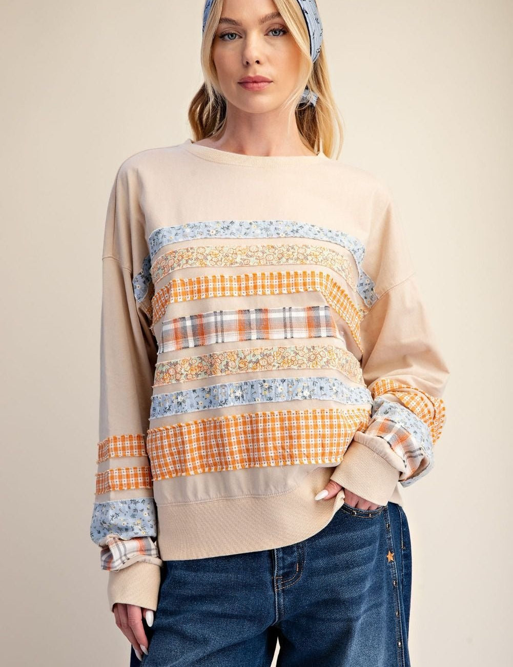 Common Thread Mixed Patch Washed Terry Pullover - Westly