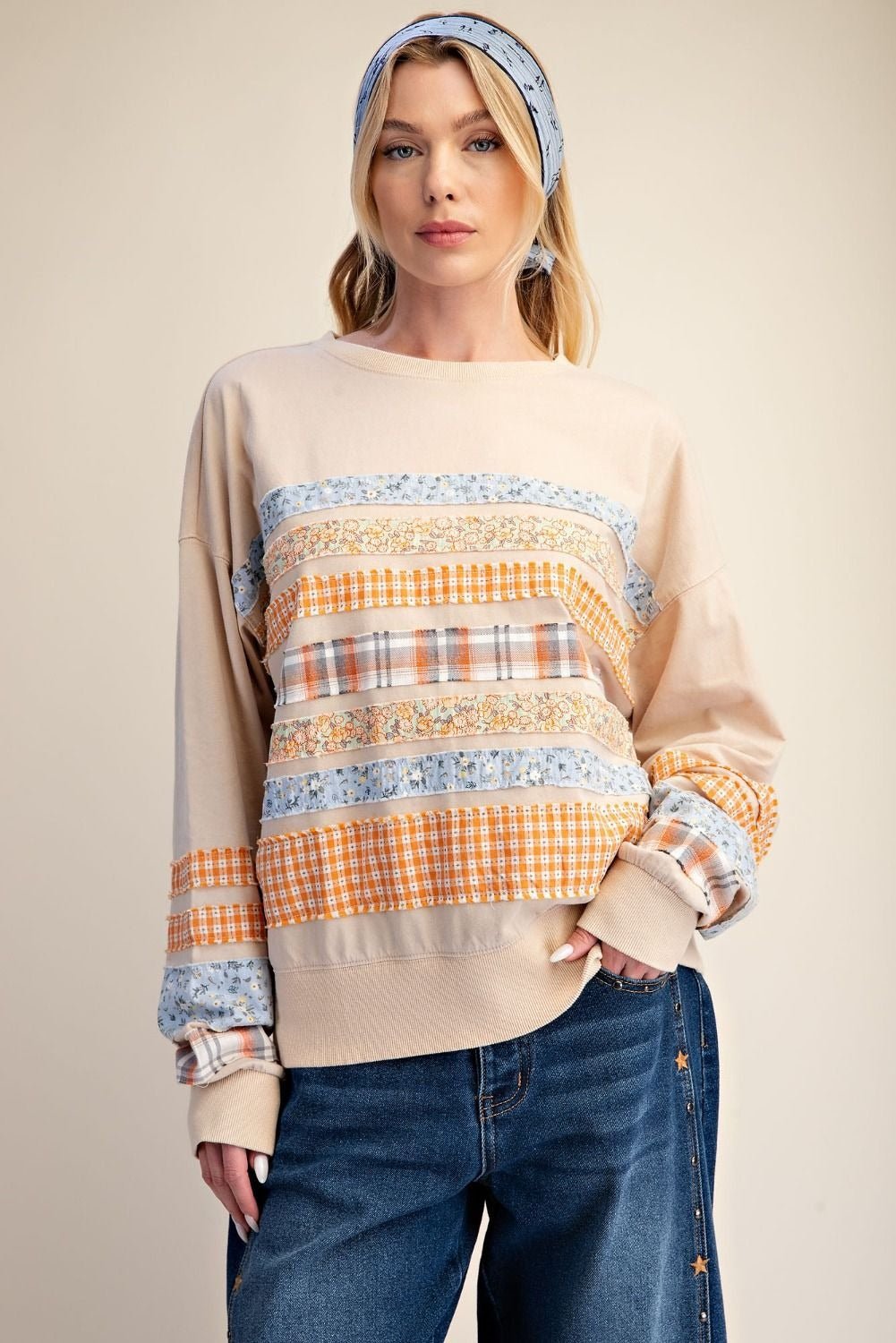 Common Thread Mixed Patch Washed Terry Pullover - Westly