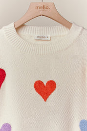 Confetti Hearts Round Neck Sweater - Westly