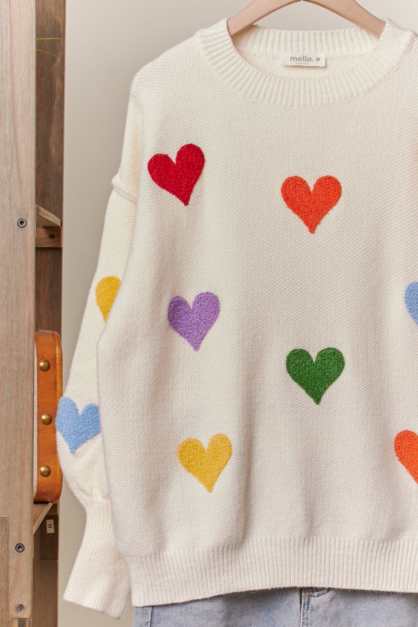 Confetti Hearts Round Neck Sweater - Westly