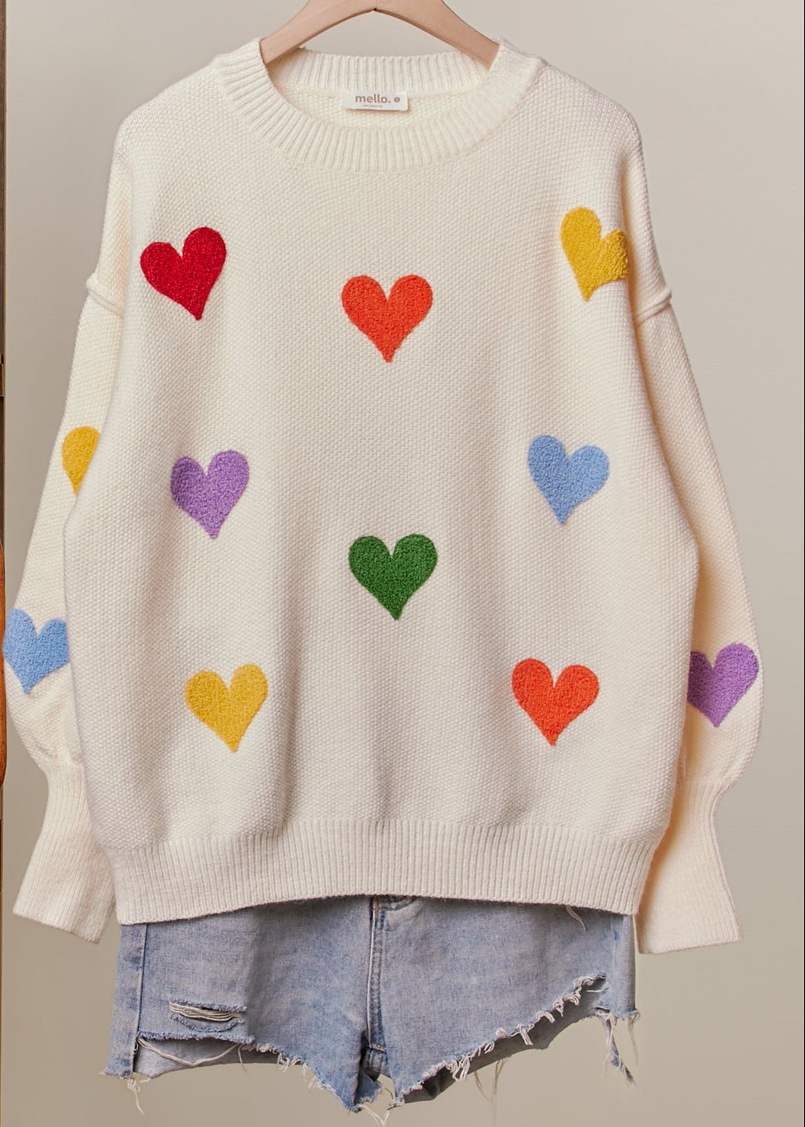 Confetti Hearts Round Neck Sweater - Westly