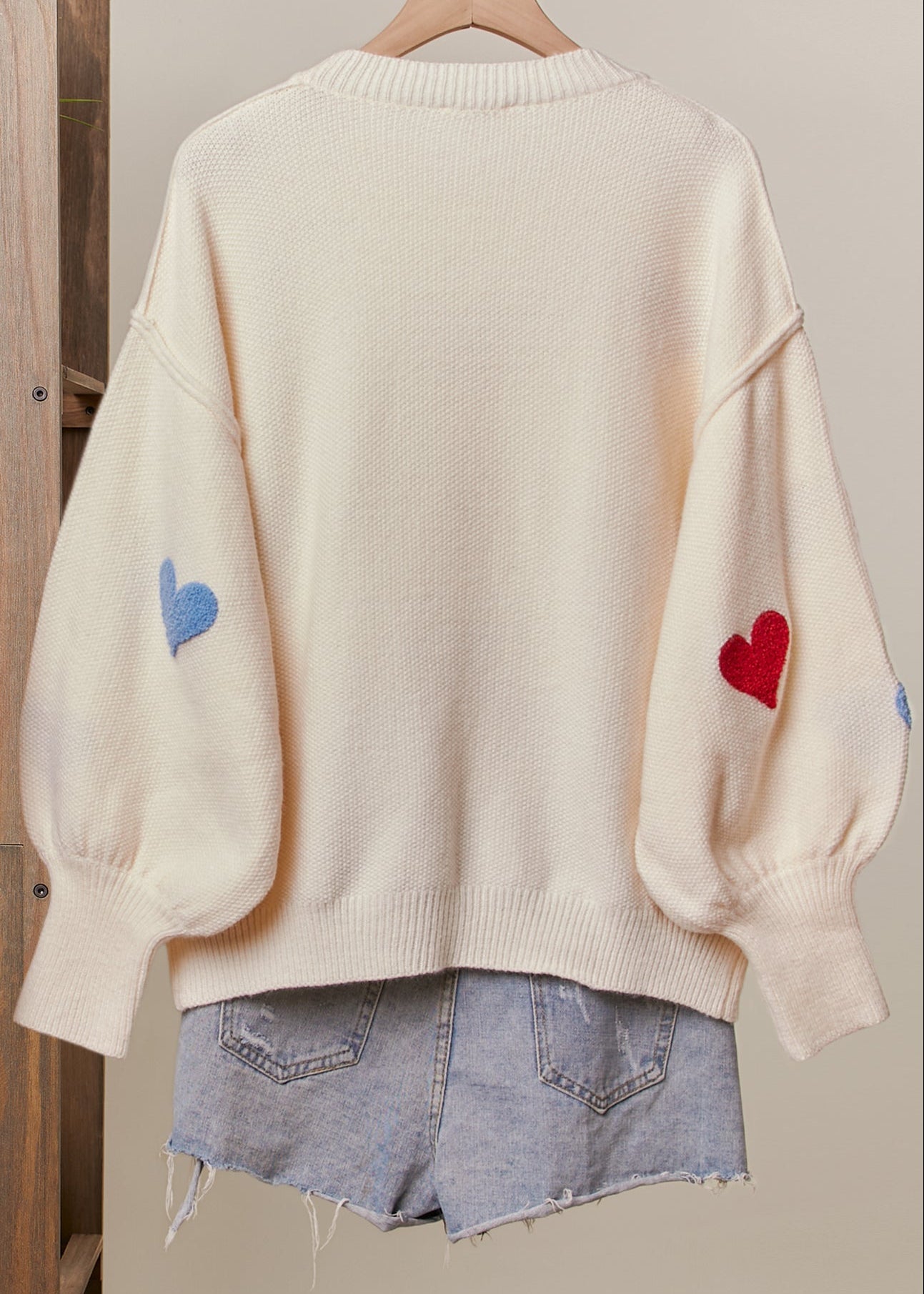 Confetti Hearts Round Neck Sweater - Westly