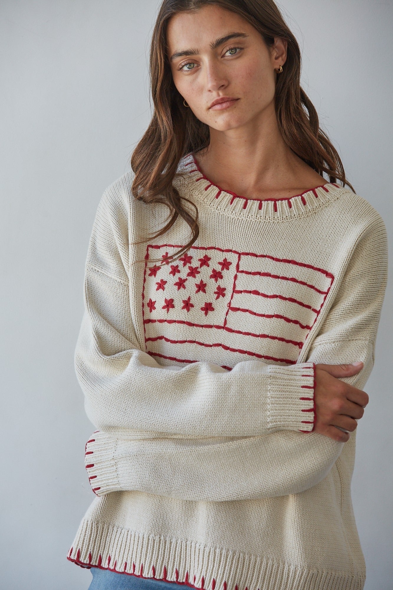 Contrast Stitch Flag Sweater - Westly