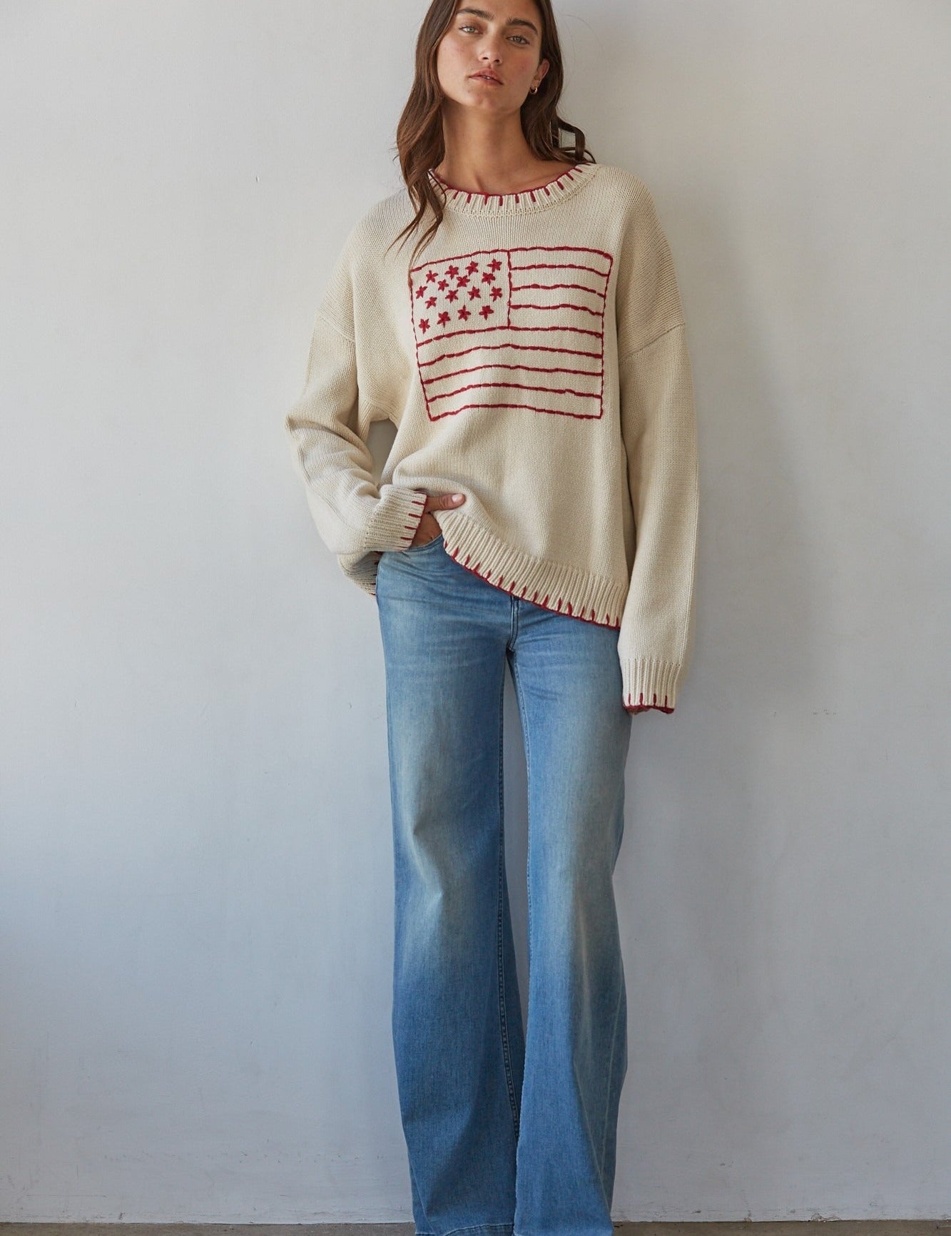 Contrast Stitch Flag Sweater - Westly