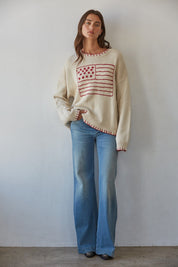 Contrast Stitch Flag Sweater - Westly