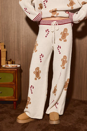 Cookie Swap Gingerbread Knit Lounge Pants in Cream Red — product photo 02