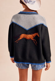 Copper Canyon Horse Embroidered Sweater Cardigan - Westly