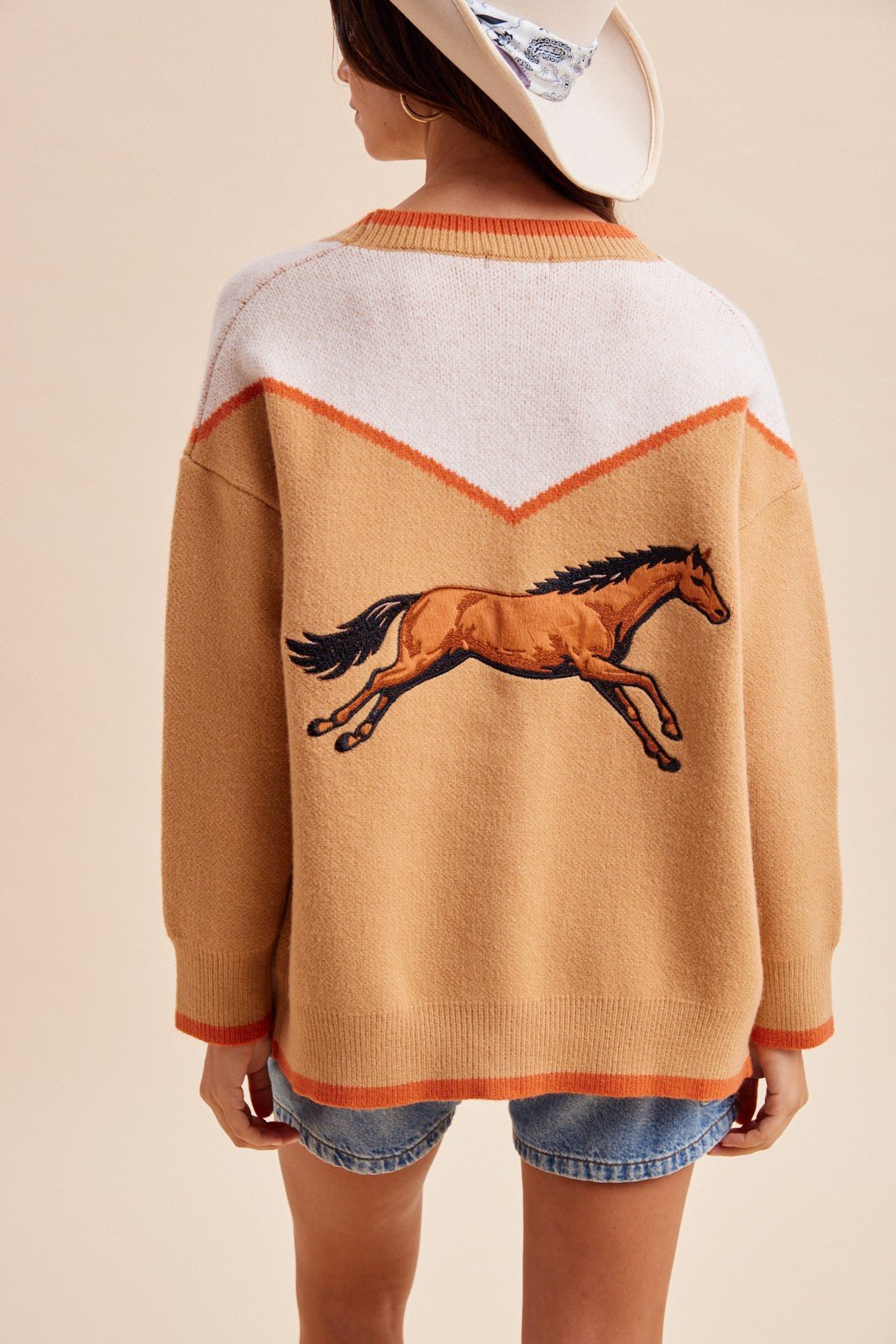 Copper Canyon Horse Embroidered Sweater Cardigan - Westly
