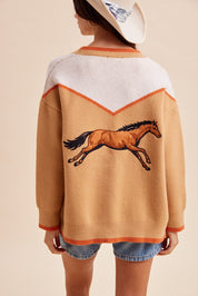 Copper Canyon Horse Embroidered Sweater Cardigan - Westly