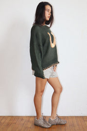Copper Luck Horseshoe Sweater in Deep Green - product photo 7