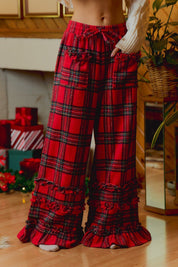 Cordelia Ruffle Trim Plaid Pants - Westly