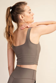 Coretta Ribbed Square Neck Crop Top in Nomad, photo 2