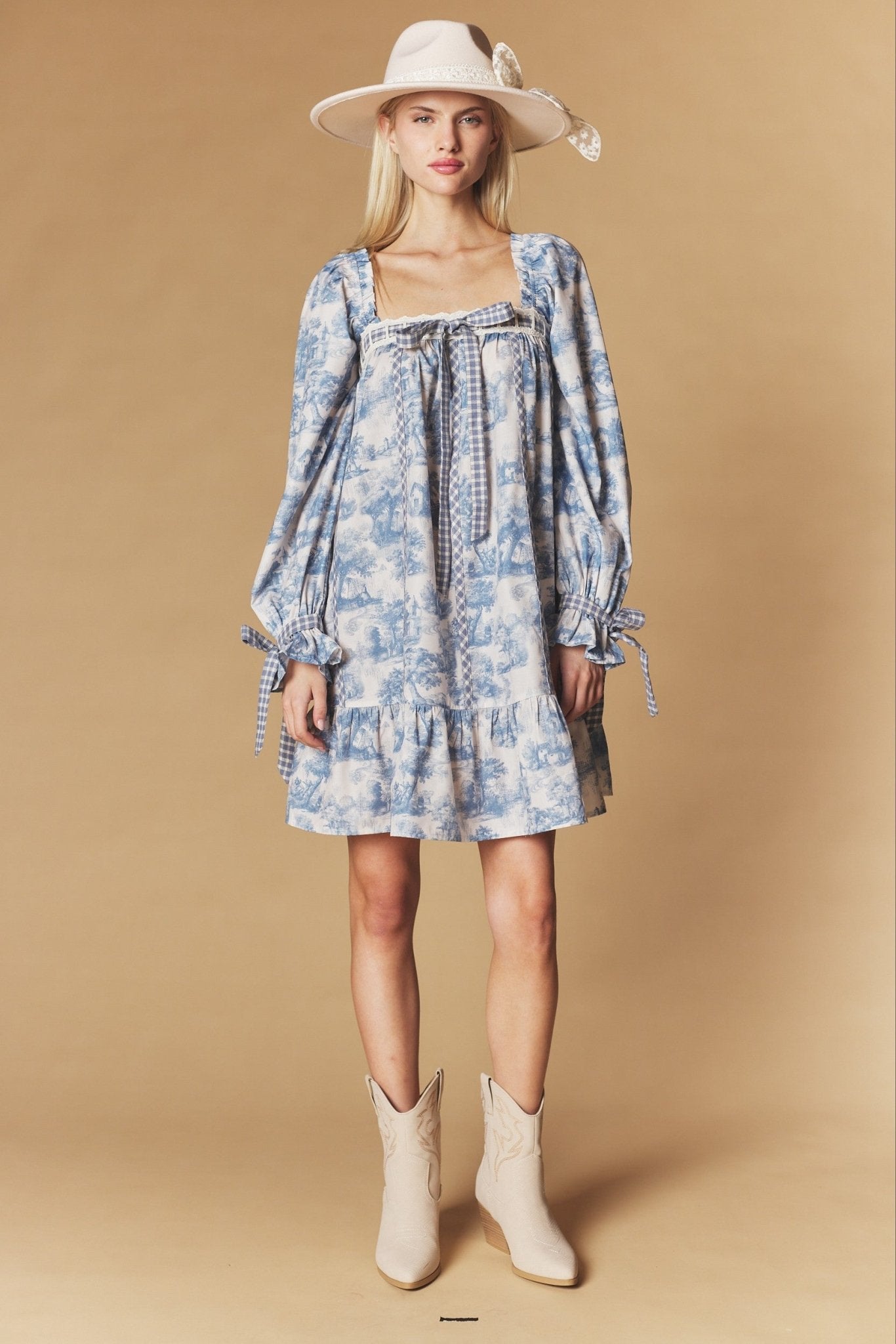 Cotswold Toile Babydoll Mini Dress - Westly