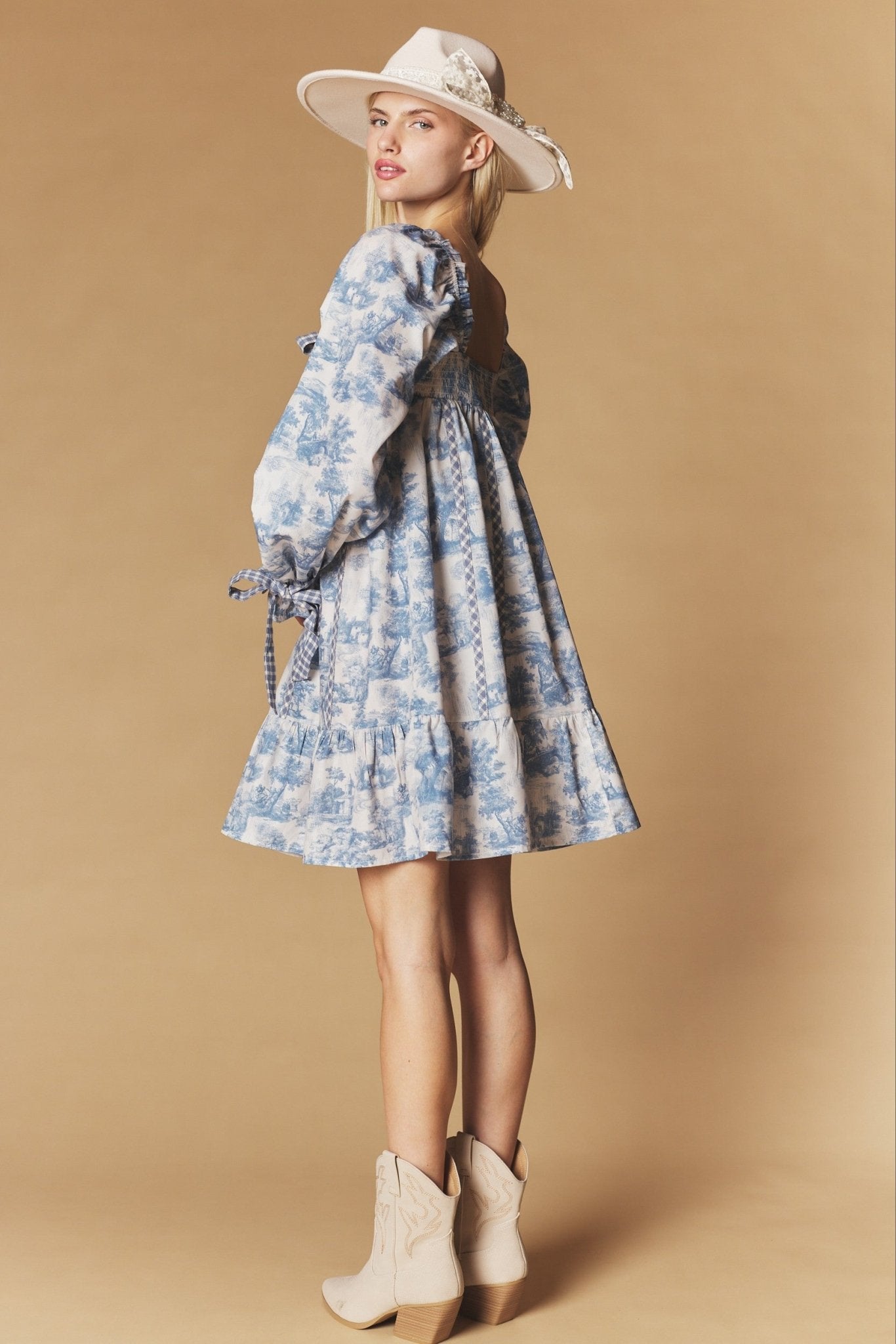Cotswold Toile Babydoll Mini Dress - Westly