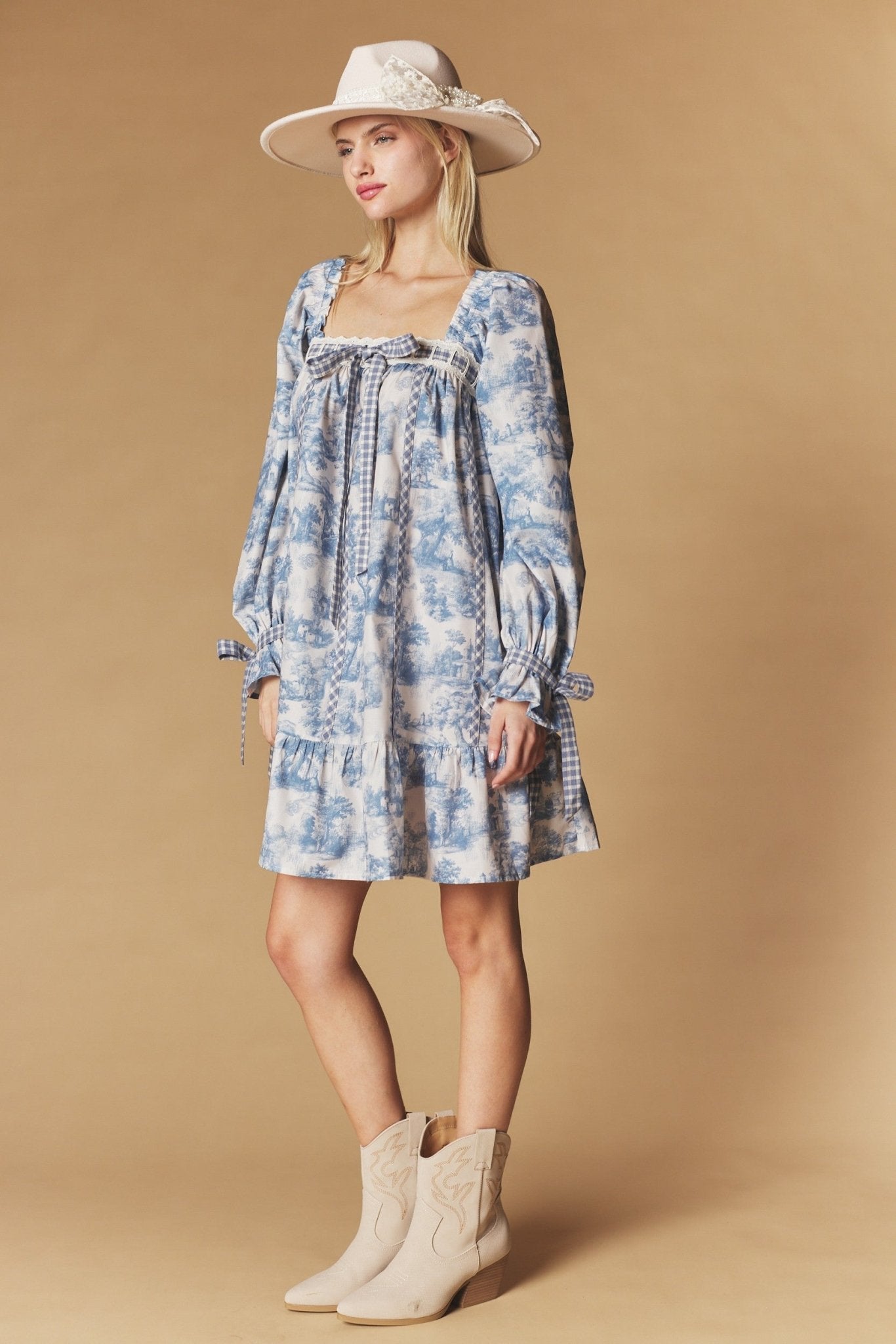 Cotswold Toile Babydoll Mini Dress - Westly