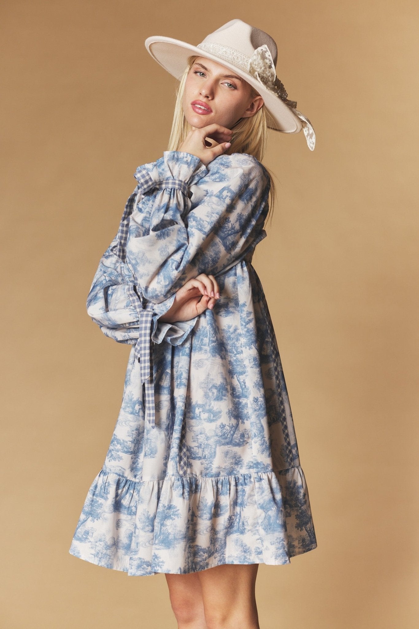 Cotswold Toile Babydoll Mini Dress - Westly