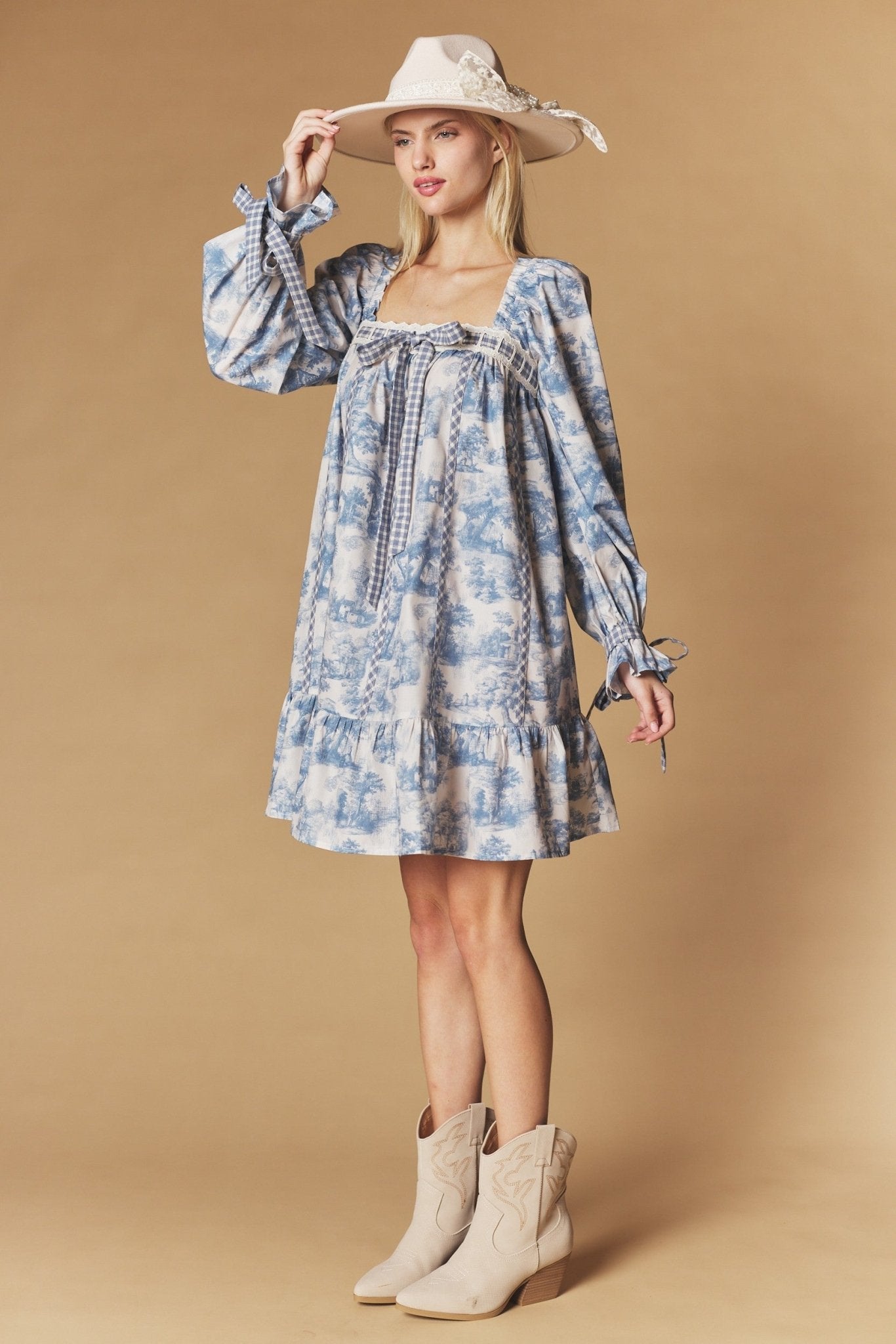 Cotswold Toile Babydoll Mini Dress - Westly
