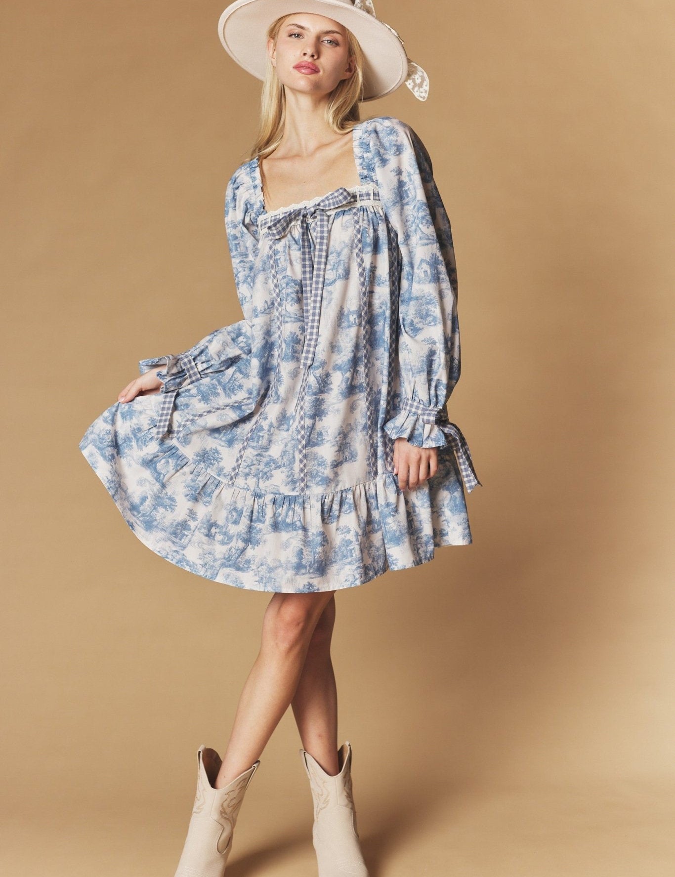 Cotswold Toile Babydoll Mini Dress - Westly