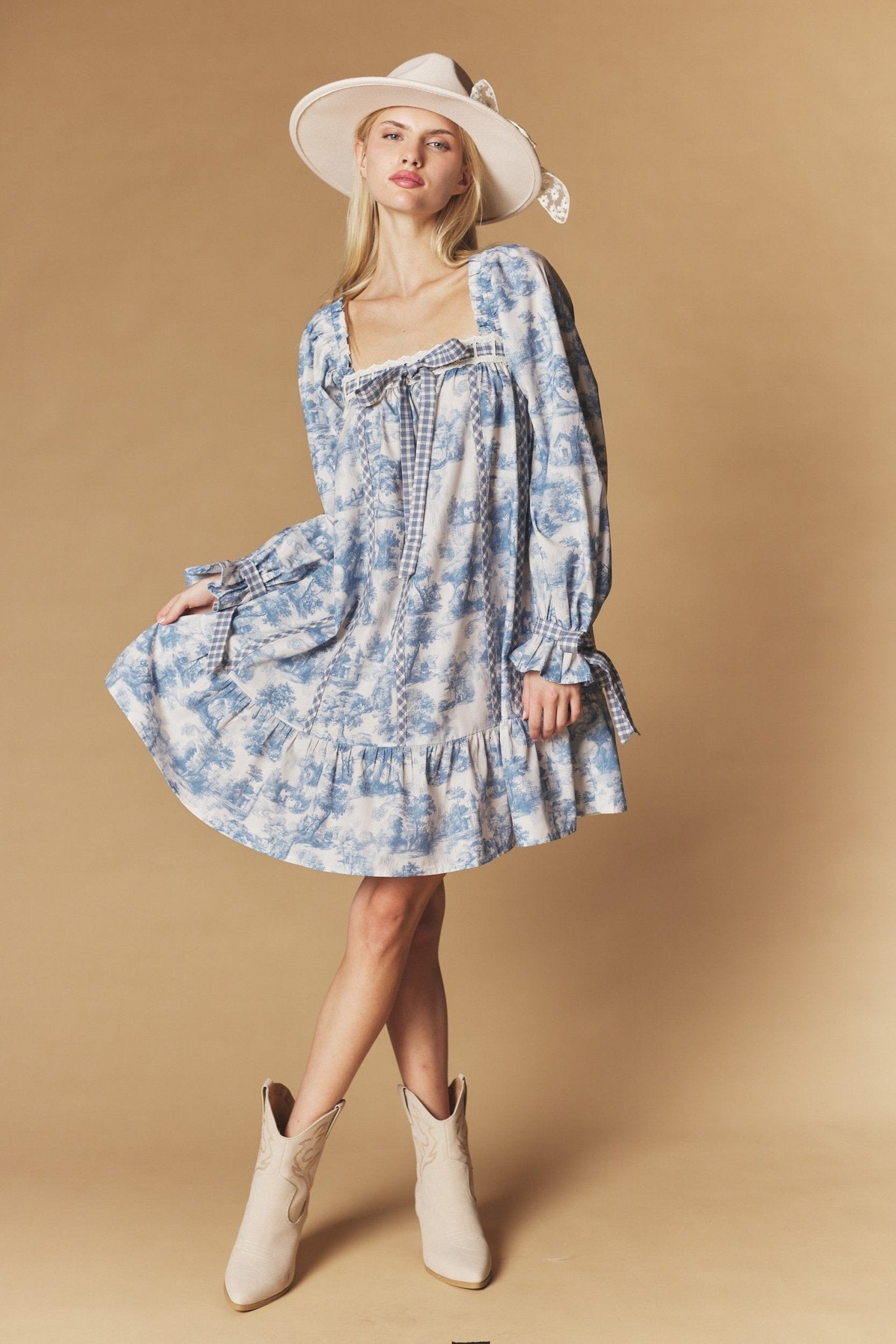 Cotswold Toile Babydoll Mini Dress - Westly