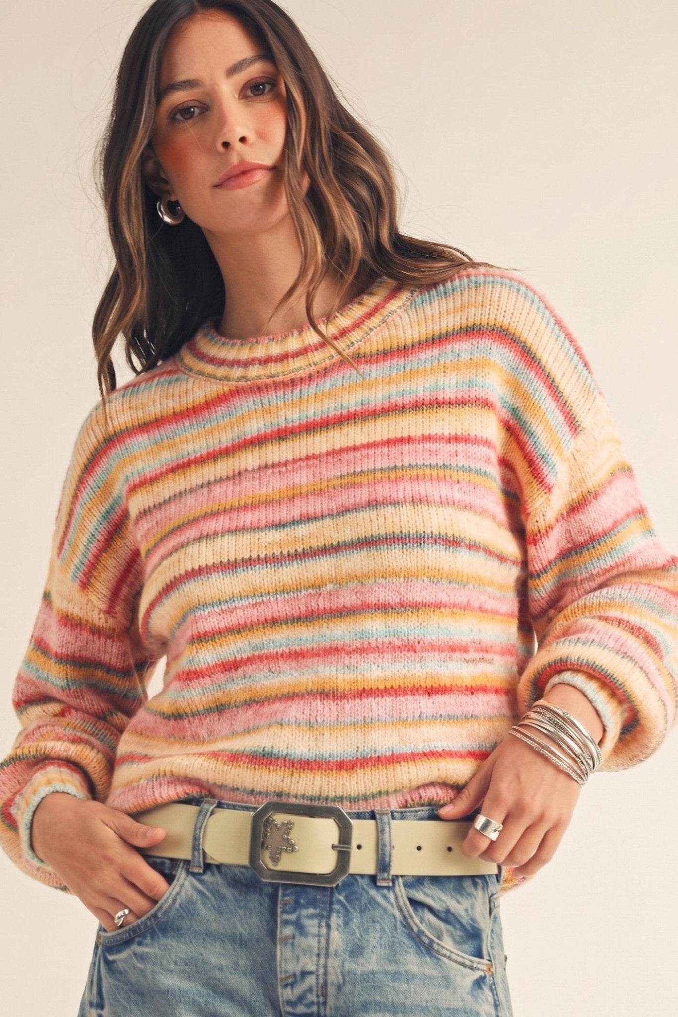 Cotton Candy Skies Striped Sweater - Westly