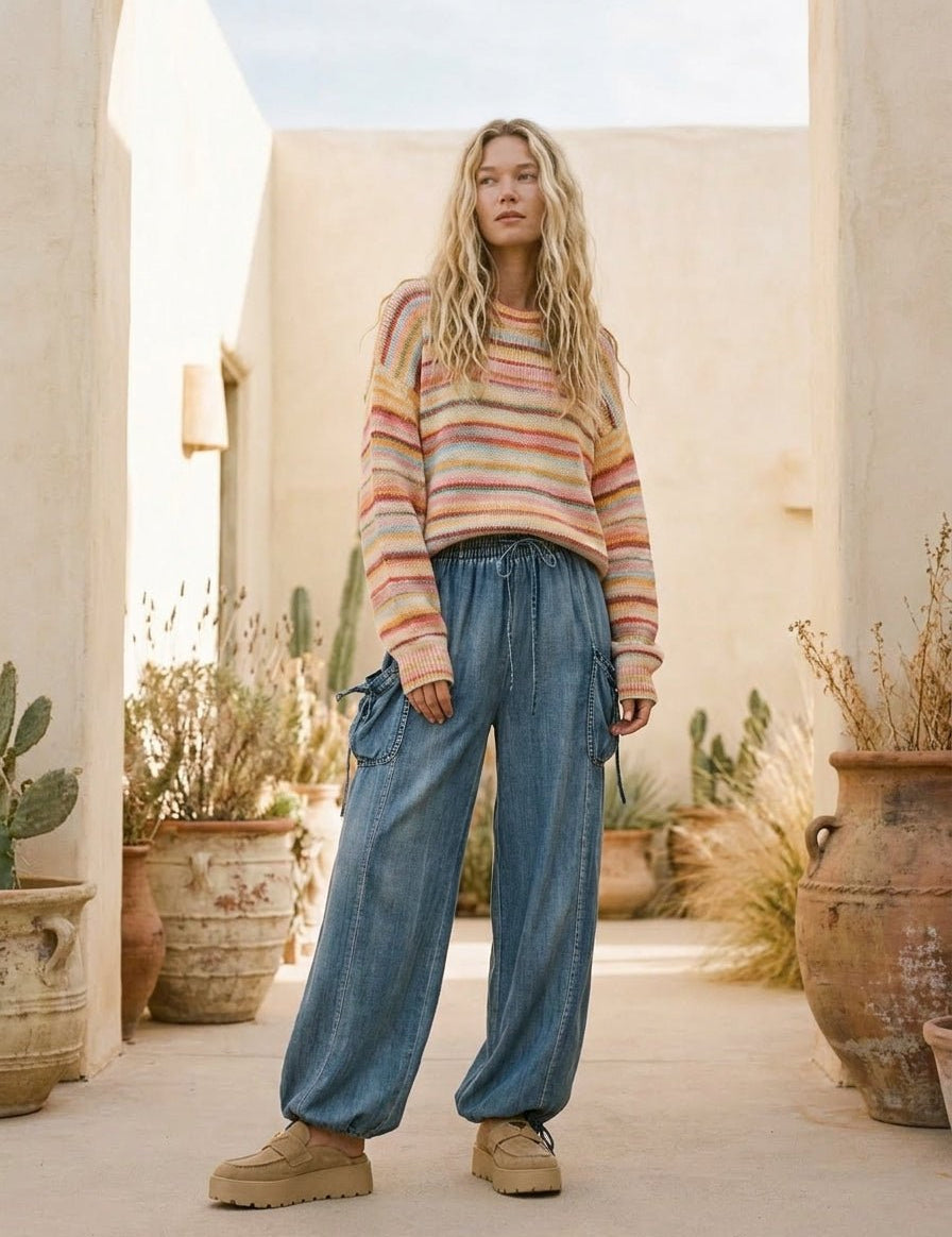 Cotton Candy Skies Striped Sweater - Westly