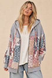Cottonwood Multi Pattern Patchwork Zip-Up Hoodie - Westly