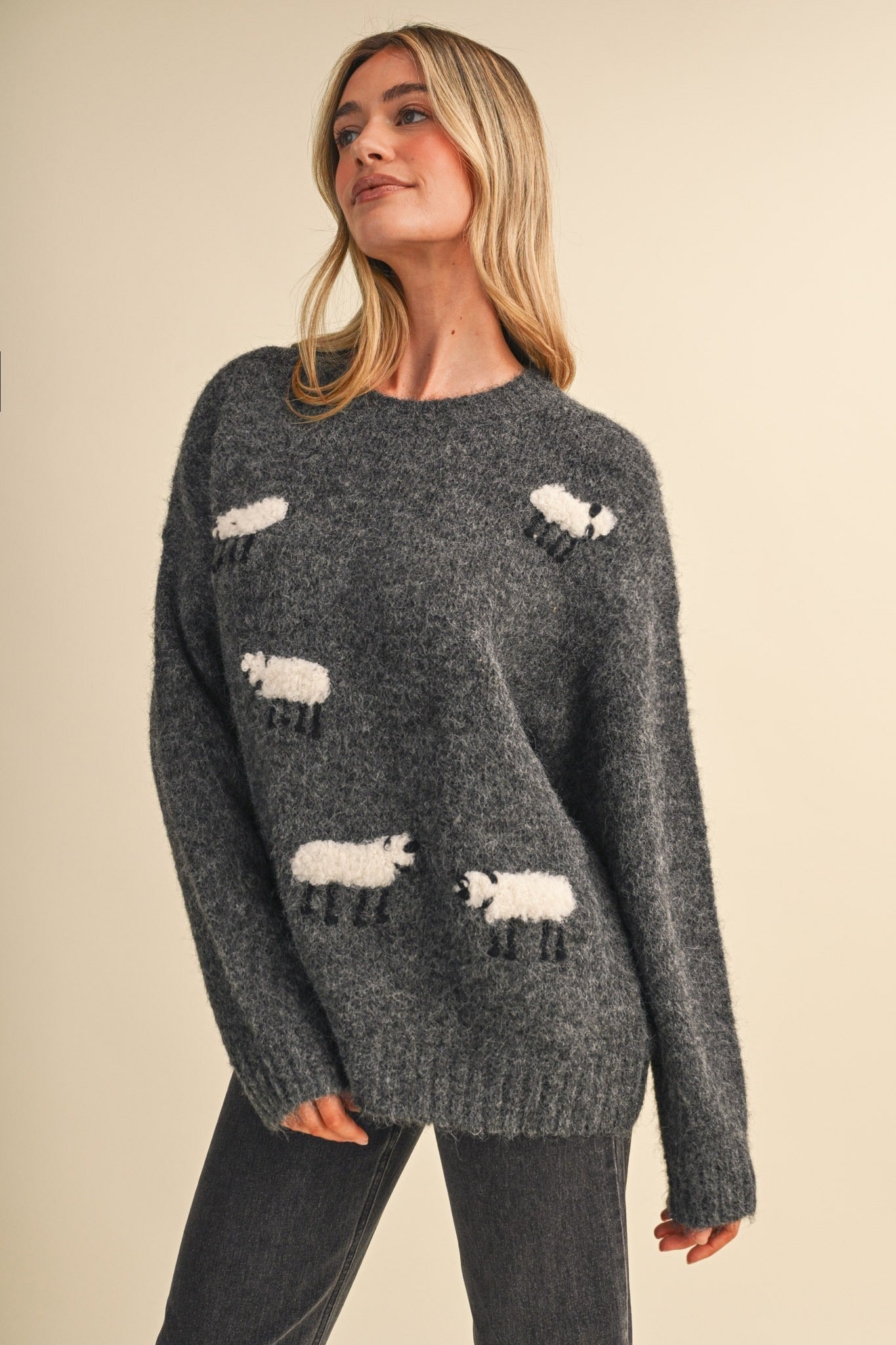 Counting Sheep Fuzzy Motif Sweater - Westly