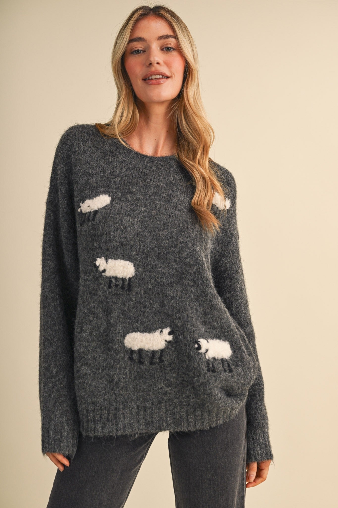 Counting Sheep Fuzzy Motif Sweater - Westly