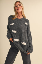 Counting Sheep Fuzzy Motif Sweater - Westly