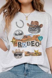 Cowboy Cat Rodeo Collage Oversized Graphic Tee - Westly